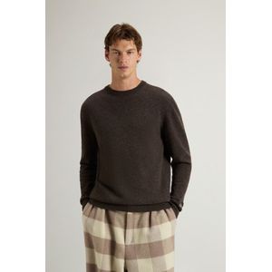 Woolrich heren Trui met ronde hals van zuivere lamswol Bruin Grootte 3XL