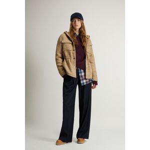 Woolrich dames Overhemdjack met capuchon van Italiaanse wolmix Beige Grootte L
