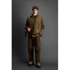Woolrich heren Hybride military-jack van Italiaanse wol- en katoenmix by Todd Snyder Bruin Grootte L