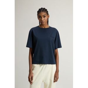 Woolrich dames T-shirt van puur Pima-katoen met logo  Blauw Grootte L