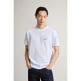 Woolrich heren T-shirt van puur katoen met logo Wit Grootte 3XL