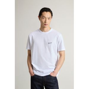 Woolrich heren T-shirt van puur katoen met logo Wit Grootte 3XL