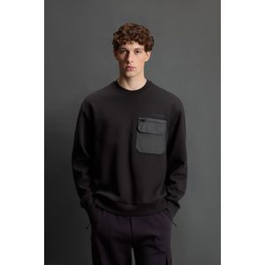 Woolrich heren Sweater met ronde hals van Interlock-katoenmix en nylon by Todd Snyder Zwart Grootte L