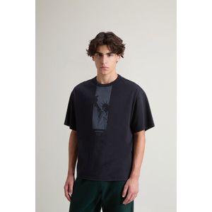 Woolrich Achteraf geverfde T-shirt voor jongens van puur katoen met print Zwart Grootte 10