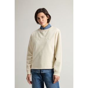 Woolrich dames Sweater van zuiver katoen met geborduurd opschrift op de borst Wit Grootte S