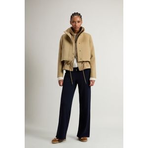 Woolrich dames Dubbel jack van wolmix met hoge kraag Beige Grootte L