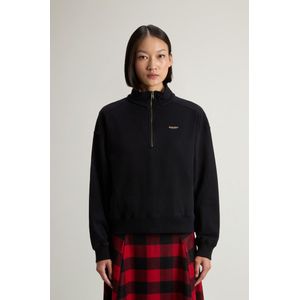 Woolrich dames Sweatshirt met hoge kraag van puur katoen Zwart Grootte L