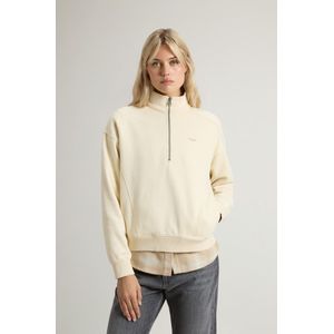 Woolrich dames Sweatshirt met hoge kraag van puur katoen Wit Grootte S