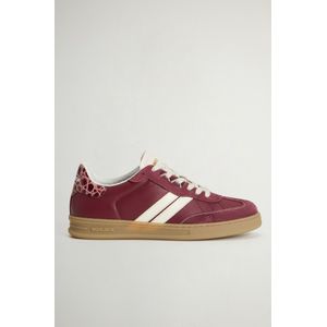 Woolrich dames Doubleu Tennis sneakers van leer met suède inzetstukken Bordeauxrood Grootte 38