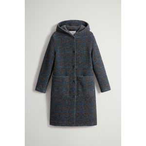 Woolrich dames Gentry lange geruite mantel met capuchon Grey Grootte L