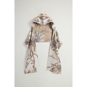 Woolrich - Mantelsjaal - Wolmix - Beige - Met Capuchon en Jacquardpatroon