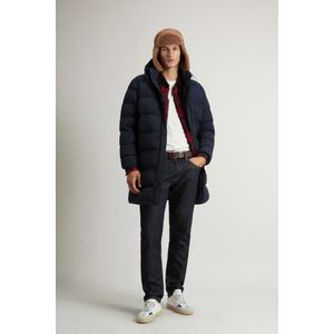 Woolrich heren Lang donsjack van elastisch nylon met matte afwerking Blauw Grootte 3XL