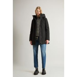 Woolrich Dames Boulder Parka van Ramar Cloth met capuchon en afneembare rand van imitatiebont Zwart Grootte XS