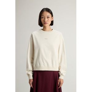 Woolrich dames Sweatshirt met ronde hals van puur katoen met geborduurd logo Wit Grootte S