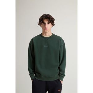 Woolrich Achteraf geverfde sweater met ronde hals voor jongens van puur katoen met print op de achterkant Groen Grootte 10