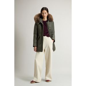 Woolrich dames Arctic Parka van Ramar Cloth-stof met afneembare bontrand Groen Grootte L