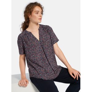 Shirt korte mouwen en millefleursprint Van Peter Hahn blauw