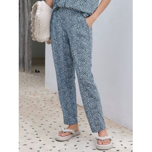 Enkellange bandplooibroek Karla Van Green Cotton blauw
