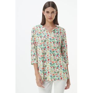 Erika split-hals shirt Van Green Cotton multicolour