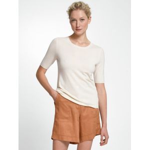 Trui ronde hals scheerwol en kasjmier Van Peter Hahn wit