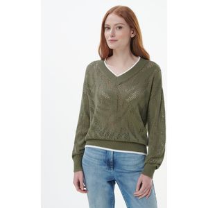 Casual trui V-hals Van BASLER groen