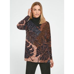 Trui V-hals en bladerprint Van Peter Hahn blauw