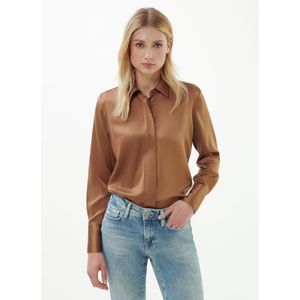 Blouse in zijdemix Van Fadenmeister Berlin bruin
