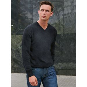 Trui V-hals 100% premium-kasjmier Van Peter Hahn Cashmere grijs