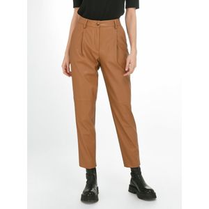 GARDEUR - Enkellange Bandplooibroek - Bruin - Lederlook