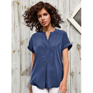 Shirtblouse korte om­slagmouwen Van Peter Hahn blauw