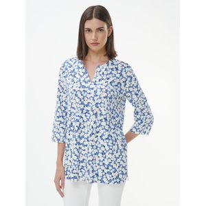 Casual split-hals shirt Erika 3/4 mouwen Van Green Cotton blauw