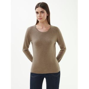 Trui scheerwol en kasjmier ronde hals Van Peter Hahn beige