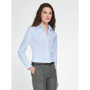 Jersey blouse 100% katoen Van Fadenmeister Berlin blauw