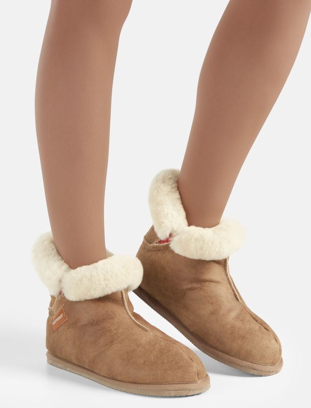 SHEPHERD - Huisschoenen - Cognac - Leer - Suède - Teddy Voering