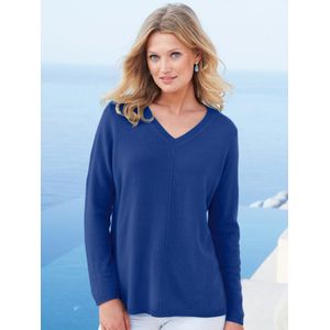 Trui 100% kasjmier V-hals Van Peter Hahn blauw