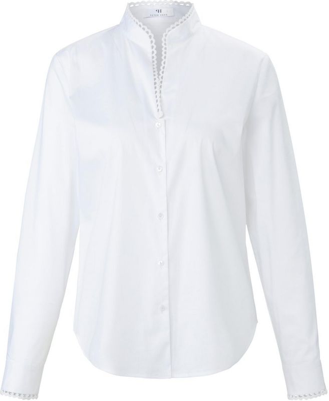 Blouse lange mouwen en gehaakte kant Van Peter Hahn wit