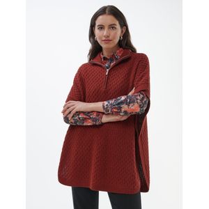 Gebreide poncho Van Anna Aura rood