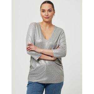 Shirt V-hals en 3/4-mouwen Van Emilia Lay grijs