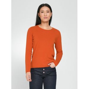 Trui scheerwol en kasjmier ronde hals Van Peter Hahn oranje