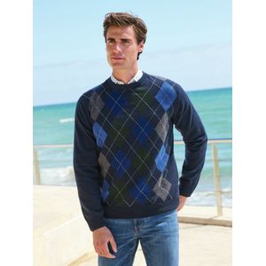 Trui V-hals 100% scheerwol Van Louis Sayn blauw