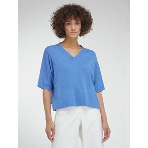 Trui V-hals en korte kimonomouwen Van Peter Hahn blauw