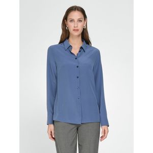 Blouse 100% zijde Van Peter Hahn Seidenreich blauw