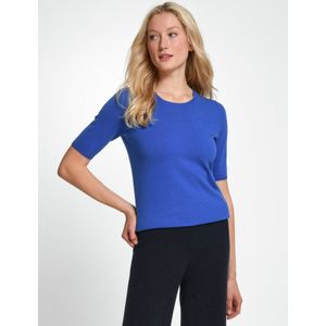 Trui ronde hals scheerwol en kasjmier Van Peter Hahn blauw