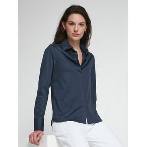 Jersey blouse 100% katoen Van Fadenmeister Berlin blauw
