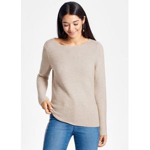 Trui 100% katoen ronde hals Van Peter Hahn beige