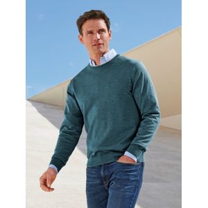 Trui 100% scheerwol ronde hals Van Peter Hahn turquoise