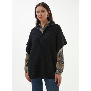 Gebreide poncho Van Anna Aura zwart