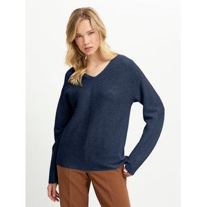 Trui V-hals in kasjmiermix Van Fadenmeister Berlin blauw