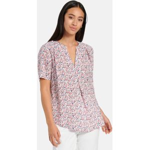 Shirt korte mouwen en millefleursprint Van Peter Hahn wit