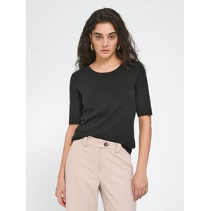 Trui ronde hals scheerwol en kasjmier Van Peter Hahn zwart